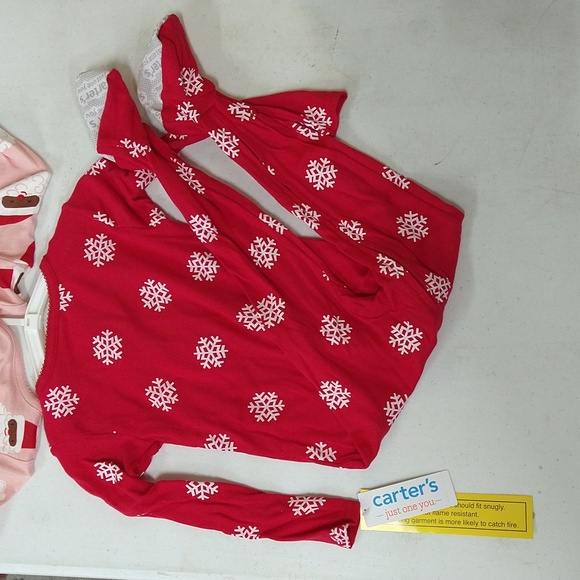 NEW! Toddler Christmas Snowflake Reindeer / Santa Footed Pajama Set - Carter's - Picture 11 of 14